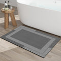 Non Slip Bath Mat, Rubber Backing Ultra Thin Bathroom Rugs Fit Under Door Quick Dry Super Absorbent Washable Bath Rug Shower Mat for Bathroom Floor Bathtub Sink, Easy Care Dark Grey 20"x 32"