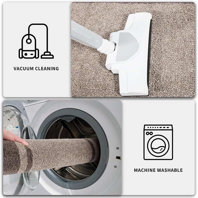 PURRUGS Dirt Trapping Door Mat 24" x 84", Non-Slip/Skid Machine Washable Entryway Rug, Shoes Scraper, Area Rug, Super Absorbent Welcome Mat for Muddy Wet Shoes and Paws, Beige & Grayish Brown