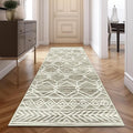 jinchan Moroccan Runner Rug 3x8 - Kitchen Machine Washable Runner Rug Modern Geometric Low-Pile Lightweight Non-Slip Carpet for Entryway Hallway Laundry Room Bedroom Bedside (3x8ft, Taupe)
