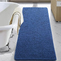 LOCHAS Luxury Bathroom Rug Shaggy Bath Mat 24 x 60 Inch, Washable Non Slip Bath Rugs for Bathroom Shower, Soft Plush Chenille Absorbent Carpets Mats, Blue
