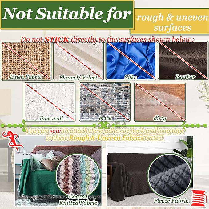 TEUVO 4.3 Inch x 26.3 Feet Adhesive Non Slip Couch Cushion Grip Hook and Loop Tape, Keep Couch Cushions from Sliding Adhesive Strips Double Sided Hook Loop for Sofa Cover Mattress Rug Anti Slip Black