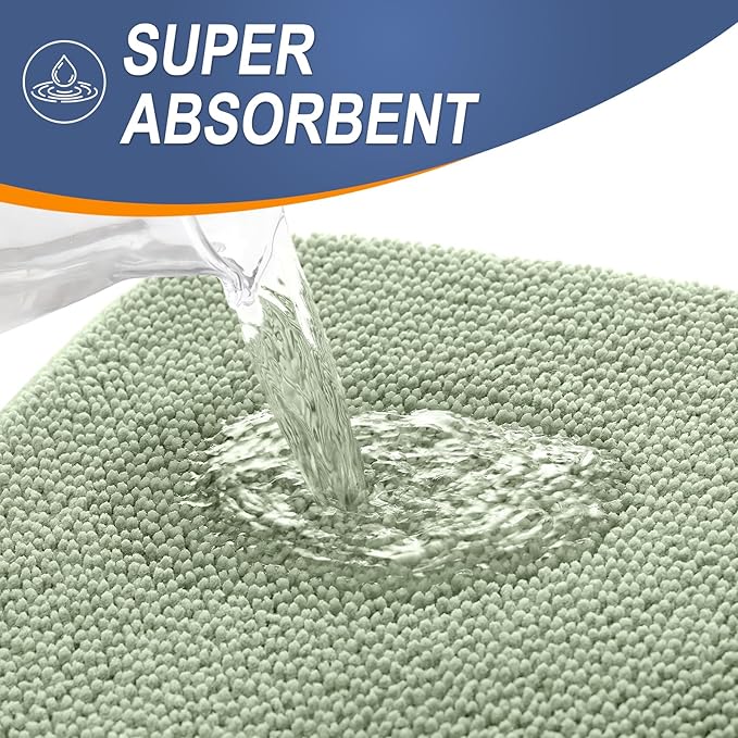 OLANLY Thick Memory Foam Bath Mat Rug 70x24, Extra Soft Absorbent Bathroom Rug, Quick Dry Bath Mats, Non-Slip, Machine Washable Carpet for Bathroom, Tub and Shower, Home Decor Accessories, Sage Green