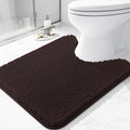 Arotive Bathroom Toilet Rugs U Shaped 24x20, Extra Soft Absorbent Shaggy Chenille Contour Bath Rugs for Toilet, Machine Washable Non-Slip Contoured Bath Mats, Brown