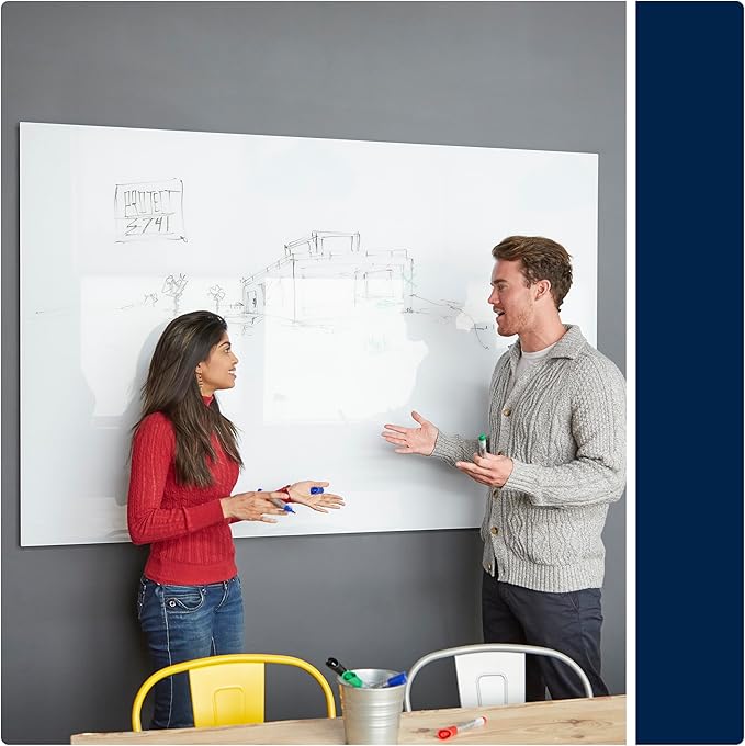 Quartet Magnetic Dry Erase Board, 72" x 48" Glass White Board for Wall, Frameless, InvisaMount, White (Q25F03IMW)