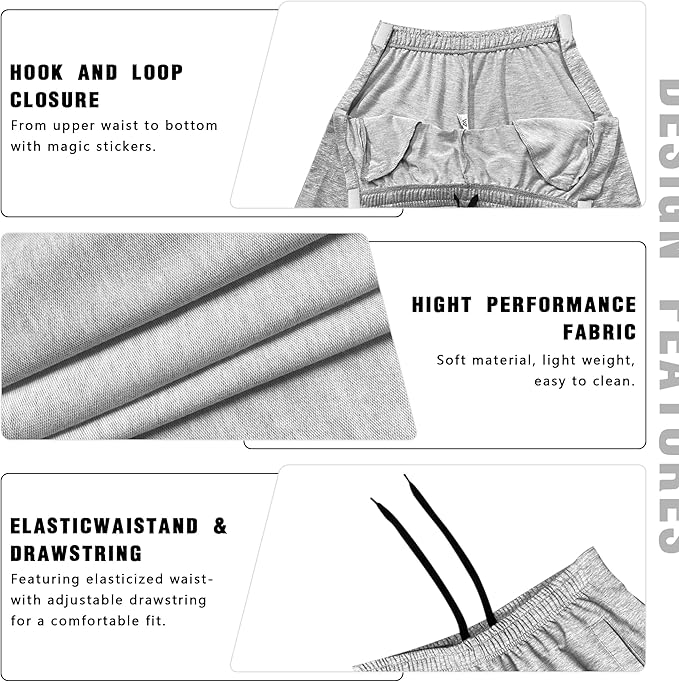Men's Tearaway Pants for Post Surgery 2 Side Velcro Breakaway Open Bottom Sweatpants Women Loose Fit Rip Off Cotton Pants