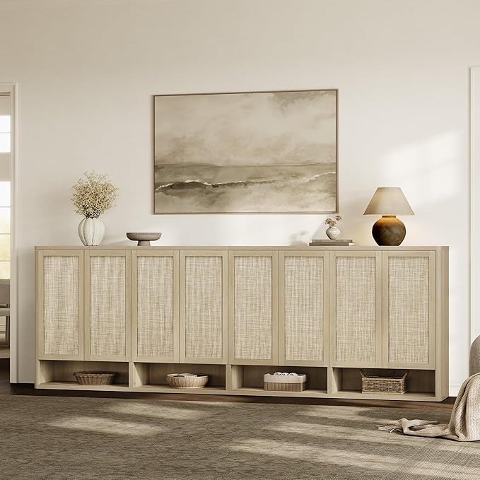 SICOTAS Rattan Shoe Storage Cabinet - Modular Shoe Cabinets with Door Tall Large Shoe Cabinet Storage for Entryway - 31.2" Wide Modular Cabinet for Hallway, Living Room