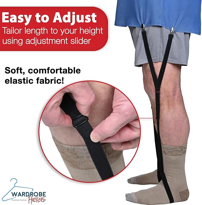 Shirt Stays for Men - Elastic Black Garters for Men and Women - Extendable Shirt Keepers