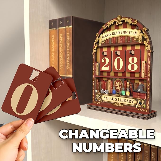 Personalized Magic Book Tracker, Witchy Books Read This Year Counter Sign, Whimsical Bookshelf Decor, Fantasy Home Library Accessories, Custom Christmas Bookish Gifts for Women, Book Lovers, Readers