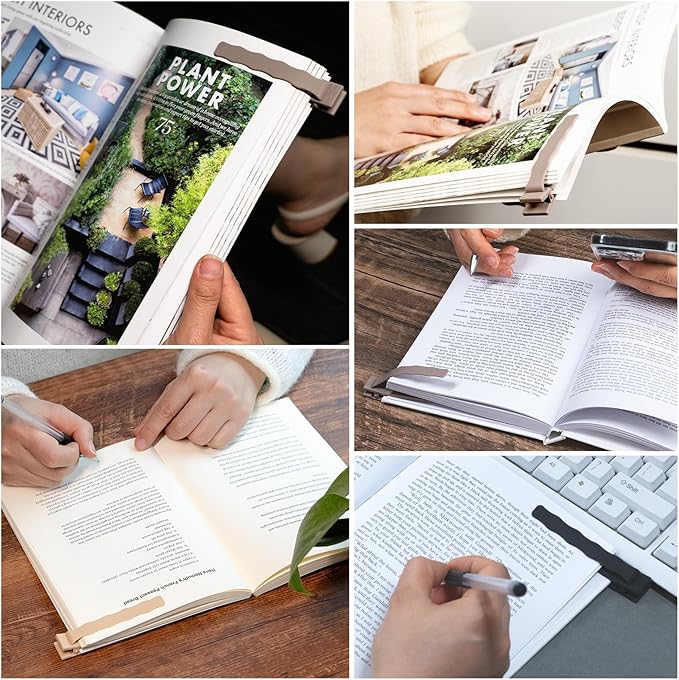 Book Marks for Reading, 3 Pack Silicone Automatic Bookmarks Clips, Book Markers Page Holder Tracker, Book Lover Gifts for Teachers, Readers, Women, Men, Kids