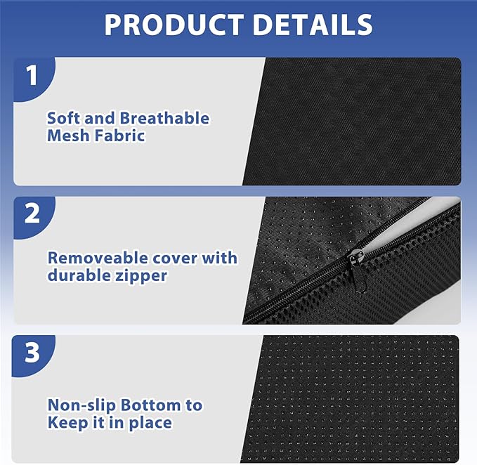 Extra Thick 5" Recliner Cushions for Elderly, 20"x20" Egg Shaped Foam Recliner Chair Cushion, Extra Large Egg Chair Cushion - Comfort & Support for Long Sitting - Black - 20"x20"x5"