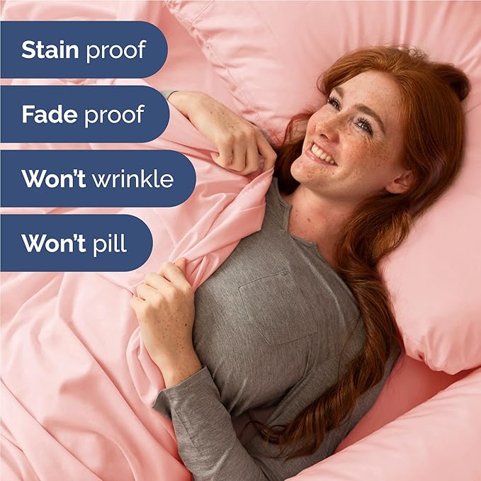 Full 6 Piece Sheet Set - Cooling and Breathable Bed Sheets - Hotel Luxury Bed Sheets for Women, Men, Kids & Teens - Bedding with Deep Pockets & Easy Fit - Soft and Wrinkle Free - Full Baby Pink Sheets