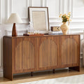 59" Sideboard Buffet Cabinet with Storage, Wood Arched TV Console Storage Cabinet with 3 Doors and Adjustable Shelf, Large Curved Accent Cabinet for Living Room Hallway Kitchen Dining Room, Walnut