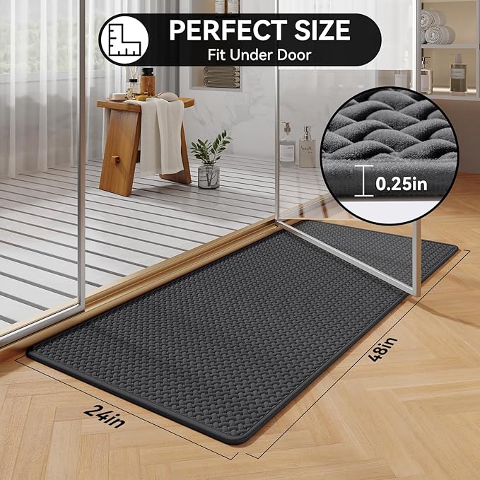 Bathroom Rugs Non Slip, Extra Soft Absorbent Quick Dry Bath Mats, Foam Weave Texture Thin Bath Rugs Washable with Rubber Backing, 24" x 48“