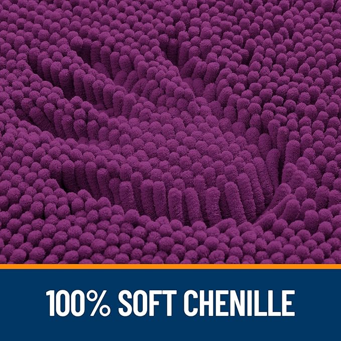 OLANLY Bathroom Rugs 36x24, Extra Soft Absorbent Chenille Bath Rugs, Rubber Backing Quick Dry, Machine Washable Bath Mats for Bathroom Floor, Tub and Shower, Home Decor Accessories, Purple