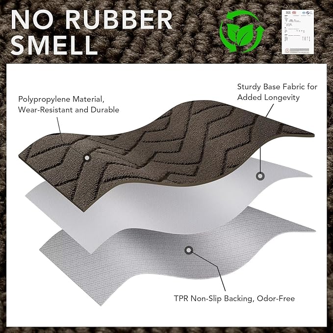 hicorfe Front Door Mat Outside Entrance,32"x40" Absorbent Muddy Dirt Resist Welcome Door Mats Outdoor Indoor,Stain and Fade Resistant,Non Slip Backing Entry Mat Doormat for Entryway(Latte)