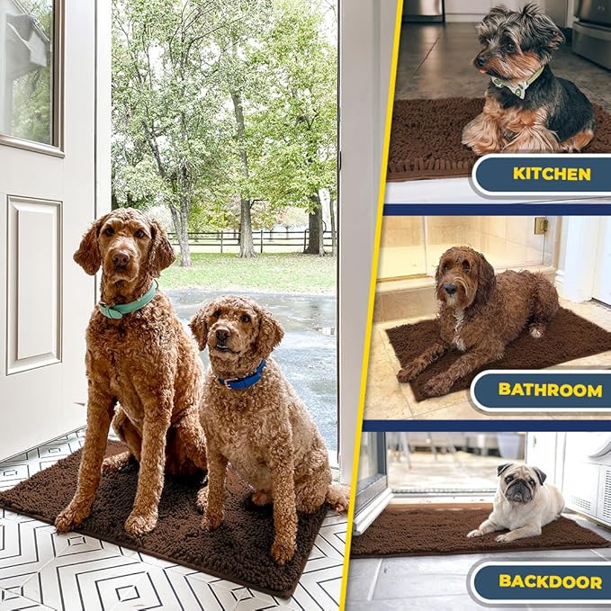 Muddy Mat® | Super Absorbent Door Mat Indoor, Microfiber Quick Dry Chenille Entryway Rug, Non-Slip Front Door Mat, Indoor Mats for Entryway, Machine Washable Pet Rug, Brown XXXL 72"X48"