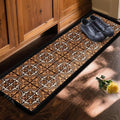 BEHERO Boot Tray Shoe Mat Decorative Patterned, Rubber Boot Matt Tray Indoor and Outdoor Use, 16" x47.5" Shoe Cleaning Mat Non-Slip, Shoe Storage Waterproof with Artistic Prints for Entryway (Brown)