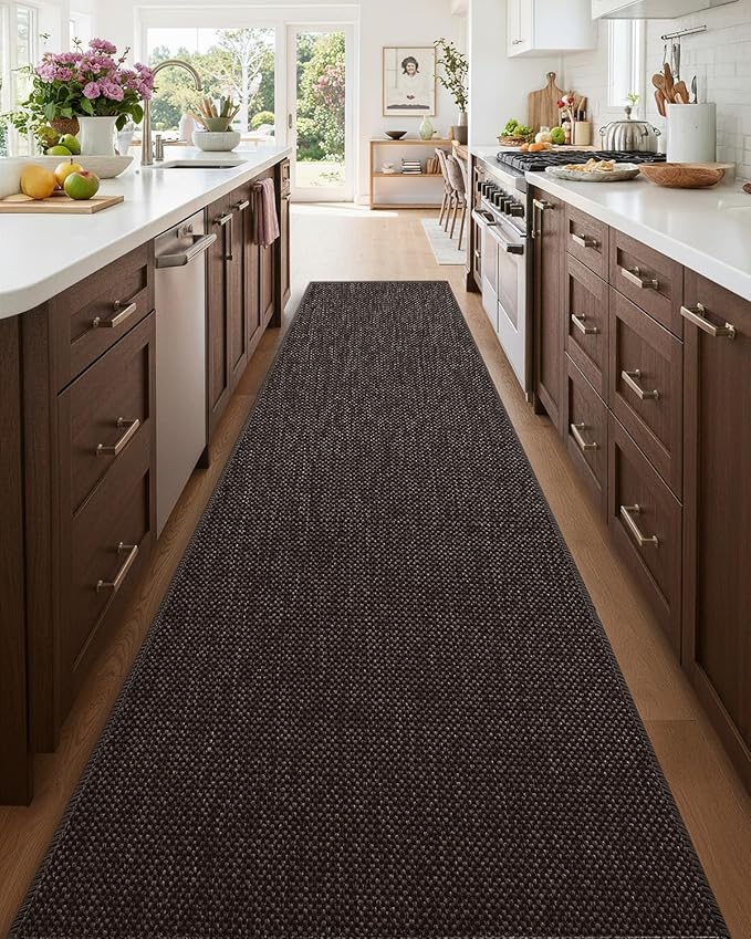 Color&Geometry Door Mat 3'x10' Runner Rug with Rubber Backing, Non Slip Washable Hallway Rug, Carpet Runners for Hallway Living Room Bedroom, Brown (Rolled-up NO Creases)