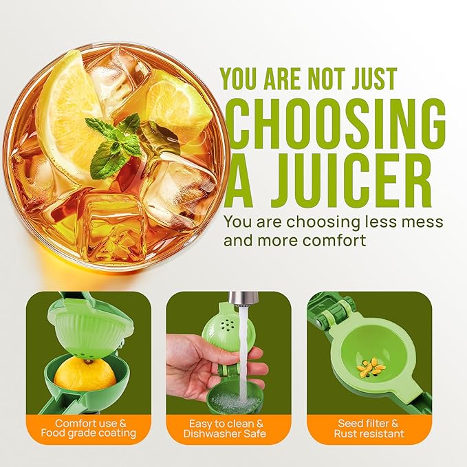 Zulay Kitchen Metal 2-in-1 Lemon Squeezer - Sturdy Max Extraction Hand Juicer Lemon Squeezer Gets Every Last Drop - Easy to Clean Manual Citrus Juicer - Easy-Use Lemon Juicer Squeezer - Green/Lime
