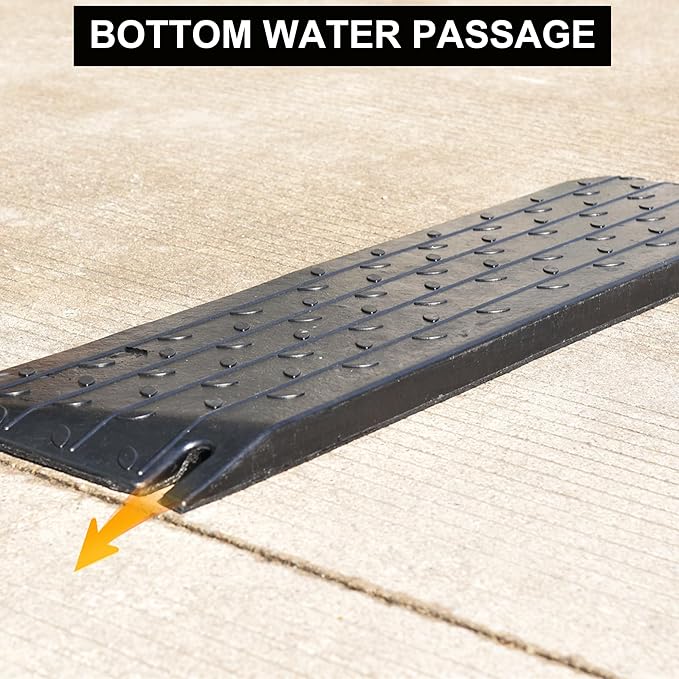 OrangeStar Rubber Threshold Ramp for Doorways, 2" Rise Non-Slip Wheelchair Ramp, 33000lbs Load Capacity, Rubber Curb Ramp for Wheelchair, Scooter, Black