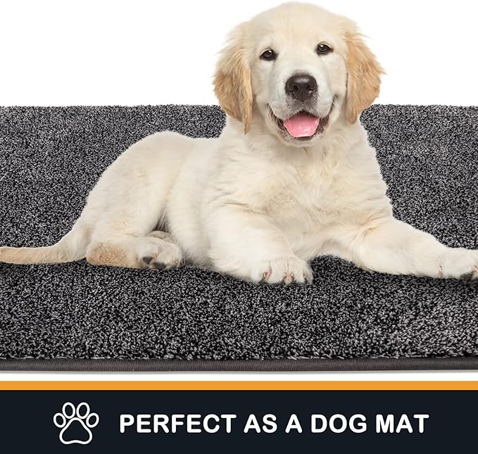 PURRUGS Dirt Trapping Door Mat 24" x 59", Non-Slip Machine Washable Entry Rug, Shoe Scraper, Dog Doormat, Super Absorbent Welcome Mat for Front & Back Door, Muddy Shoes & Paws, Light Grey-Dark Grey