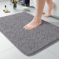 LOCHAS Luxury Bathroom Rug Shaggy Bath Mat 20 x 30 Inch, Washable Non Slip Bath Rugs for Bathroom Shower, Soft Plush Chenille Absorbent Carpets Mats, Gray