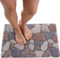 ENKOSI Loofah Non-Slip Shower and Bath Mat - Soft Cushioned Comfort - No Suction Cups for Smooth or Textured Tubs - Fast Draining - Safety for Bathroom, Family, Kids, and Elderly (24x16 Stone Path)