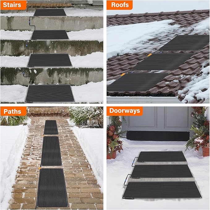 Snow Melting Mats Outdoor 30 x 48 inch, Non-Slip Heated Outdoor Mats 405W 120V, Heated Driveway Mats with UL and ETL Certificate Power Cord, Suitable for Most Entryways