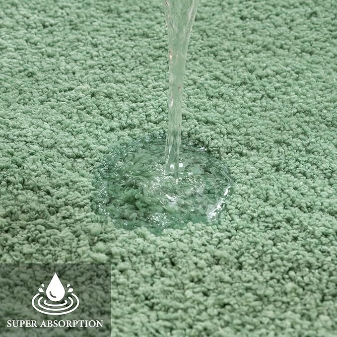 MIULEE Extra Thick Non Slip Bathroom Rug Shaggy Soft Bath Mat Plush Microfiber Absorbent Water for Shower Tub Machine Washable (Sage Green, 24x70 Inches)