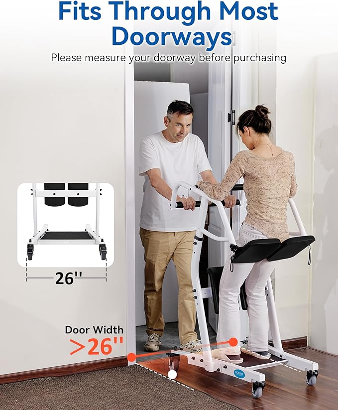 MCombo Stand Assist Patient Lift with Transfer Belt, Patient Transport Unit for Home Care and Elderly Use, 400lbs Capacity, STA446 (Black)