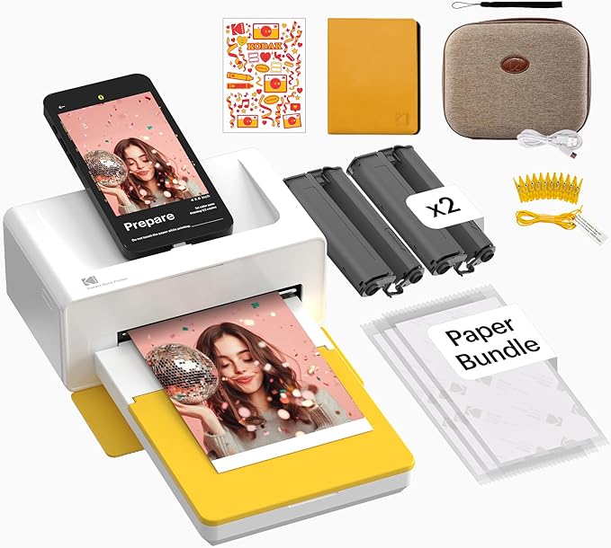 KODAK Dock Plus 4Pass Instant Photo Printer (4x6 inches) + 90 Sheets Gift Bundle
