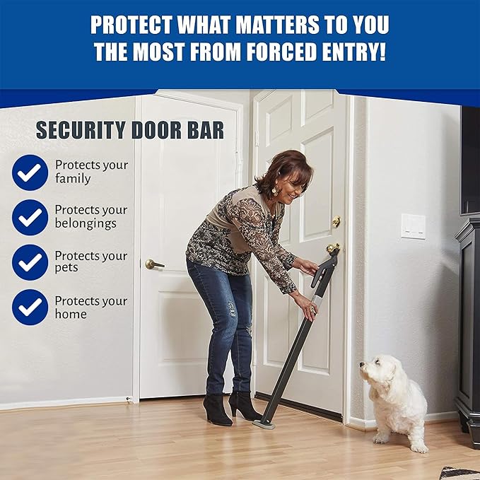 Super Heavy Duty Door Stoppers Bar Fully Adjustable Door Stopper Device for Home Security for Residential & Commercial Use to Protect Against Forced Entry. Door Security Bar, Door Jammer