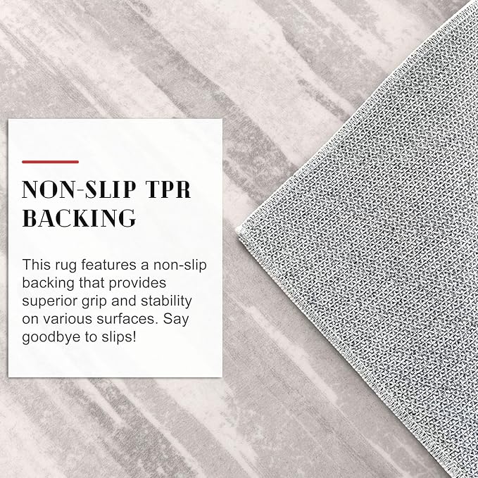 Modern Abstract Runner Rug 2x5, Neutral Light Beige and Grey Washable Entryway Kitchen Non-Slip Soft Hallway Runner Thin Print Faux Wool Carpet for Bedroom Laundry Room Indoor