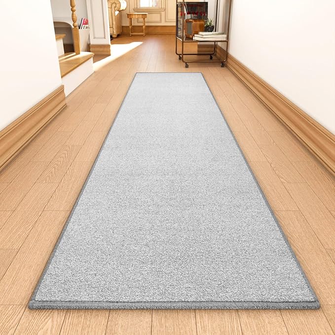 Door mat with Non Slip Rubber Backing, Washable Soft Floor Carpet for Kitchen, Hallway, Entryway Indoor, Bedroom, Laundry, Low Pile Area Rugs, Solid Color with Pointillism Style, 2 * 3 ft Grey