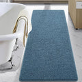 LOCHAS Luxury Bathroom Rug Shaggy Bath Mat 24 x 60 Inch, Washable Non Slip Bath Rugs for Bathroom Shower, Soft Plush Chenille Absorbent Carpets Mats, Denim Blue