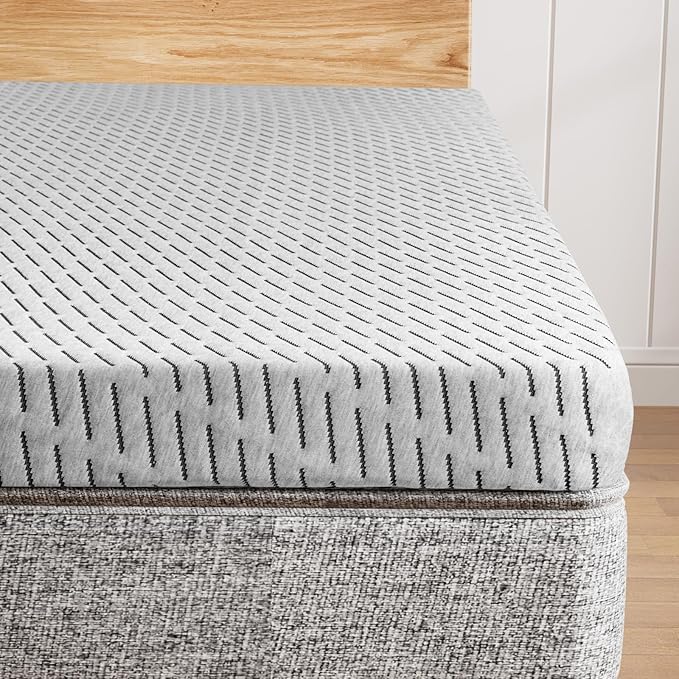 Bamboo Mattress Topper Full Size 4 Inch, Cooling Gel & Bamboo Charcoal Memory Foam Mattress Topper for Back Pain Relief, Firm Dual-Layer Foam Bed Pad with Removable Cover