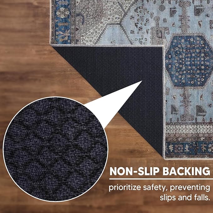 Keen Home Design 2x3 Rug - Machine Washable Entry Rug with Non-Slip Backing, Ideal for Enteryway, Kitchen, Bathroom, Laundry Room - Vintage, Easy Clean, Durable, Low Pile Rug - (2' x 3')