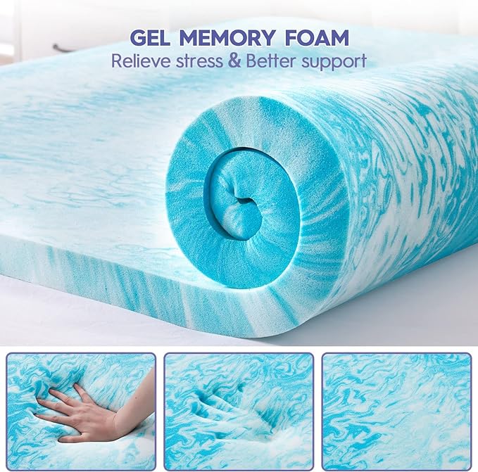 ABENE King Size Dual Layer 3 Inch Memory Foam Mattress Topper, 2 Inch Memory Foam Bed Pad Plus 1 Inch Down Alternative Pillowtop Mattress Pad Cover, Plush Soft Bed Topper for Back Pain Relief
