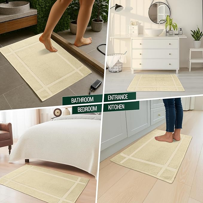 Pearl Linens Pack of 6 100% Cotton Bath Mat 20x30 inches, Soft & Absorbent Quick Dry Bathroom Mat Set, Not Bathroom Rugs, After Shower Mat, Bath Tub Mat, 687 GSM, Machine Washable, Beige