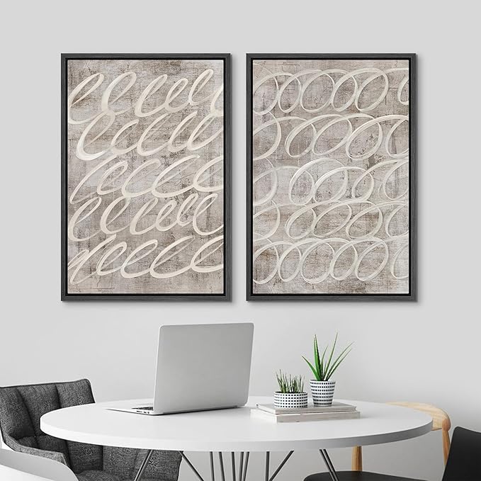MUDECOR Framed Canvas Print Wall Art Vintage Mid-Century Swirl Abstract Shape Illustrations Modern Art Decorative Bohemian Colorful Chic for Living Room, Bedroom, Office - 24"x36"x2 Black