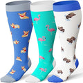 LEVSOX Plus Size Compression Socks for Women Men Wide Calf Extra Large 15-20 mmHg Knee High Sock for Nurses Pregnant Travel