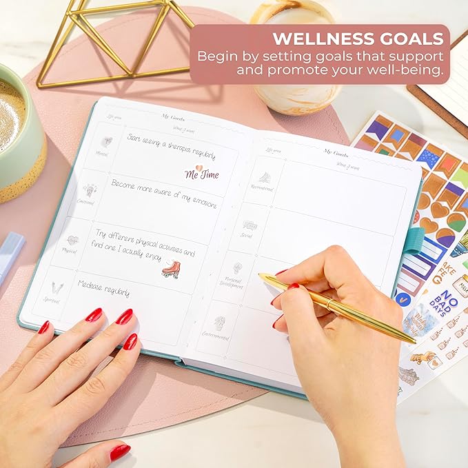 GoGirl Self-care Journal – Daily Mental Health Notebook with Mood & Wellness Trackers – Personal Development, Meditation & Reflection Journal for Women – Hardcover, Lasts 3 Months (Aquamarine)