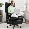 M80A Dual Motor Electric Executive Office Chair with Footrest, Comfortable Reclining Office Chair Wide Seat, Big and Tall Ergonomic Leather Home Office Desk Chair (Black,No Massage)
