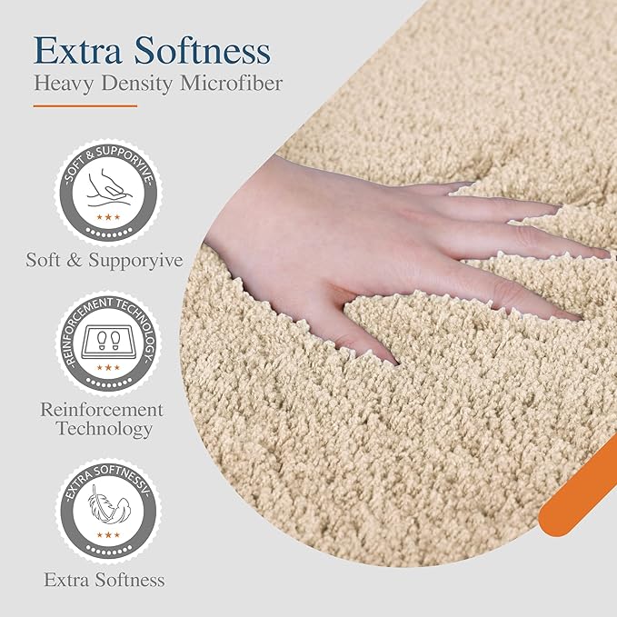 Walensee Large Bathroom Rug (24 x 36, Blush Beige) Extra Soft and Absorbent Shaggy Mat Machine Washable Microfiber Bath Mat, Non Slip Bath Mat, Luxury Bathroom Floor Mats