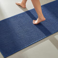 Bathroom Runner Rugs, Long Bath Mat Runner Washable Thin Quick Dry Low Pile Bathroom Runner Rugs Non Slip, Navy Blue 16"x60"