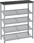 VASAGLE Shoe Rack for Entryway, 5-Tier Shoe Rack Organizer with Storage Shelves and Spacious Top, Freestanding, Adjustable, Industrial, Charcoal Grey and Metallic Silver ULBS038E22