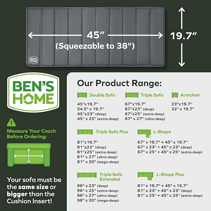 BEN'SHOME® Heavy Duty Loveseat Cushion Support Board – Instantly Repair Sagging Sofa Seat | 19.7" x 38"-45 | .5" Furniture Grade Wood Under Cushions Insert, Anti-Slip, Extend Sofas & Couches Life