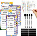 Chore Chart for Kids: Dry Erase to Do List, Morning/Bedtime Routine Chart, Magnetic Checklist, Toddler Visual Schedule, Daily Behavior Chart for Fridge (4 Pack)