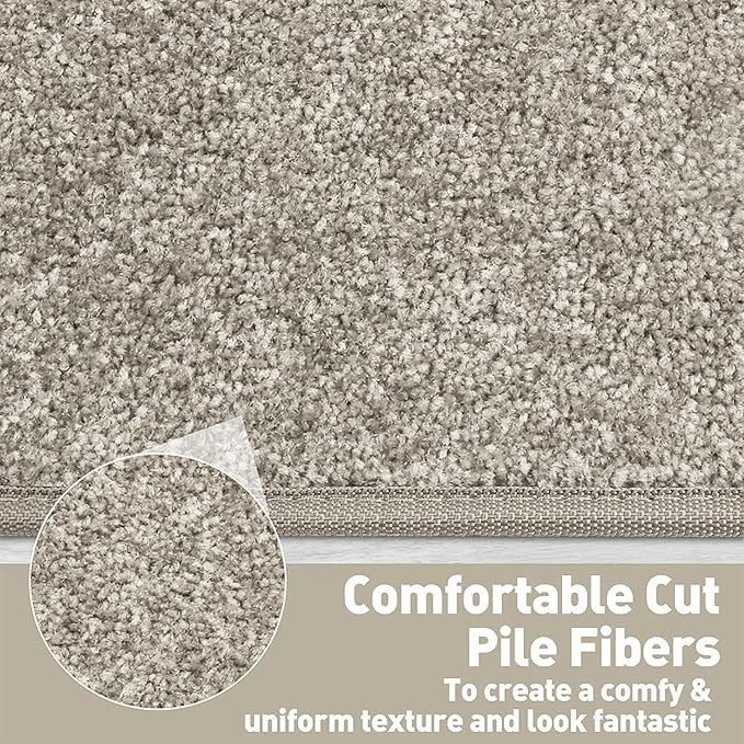 PURE ERA Carpet Stair Treads Tape Free Non Slip Indoor Stair Carpet Stair Protectors Pet-Friendly Non-Slip Skid Resistant Washable Reusable 8" x 30"(2 Pieces,Cream Gray)
