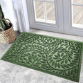 Bulijojo Front Door Mat Entrance,Durable Heavy Duty Welcome Mat,Thick Absorbent Natural Rubber Non Slip Mat,Sturdy Entryway Green, 17"x30"